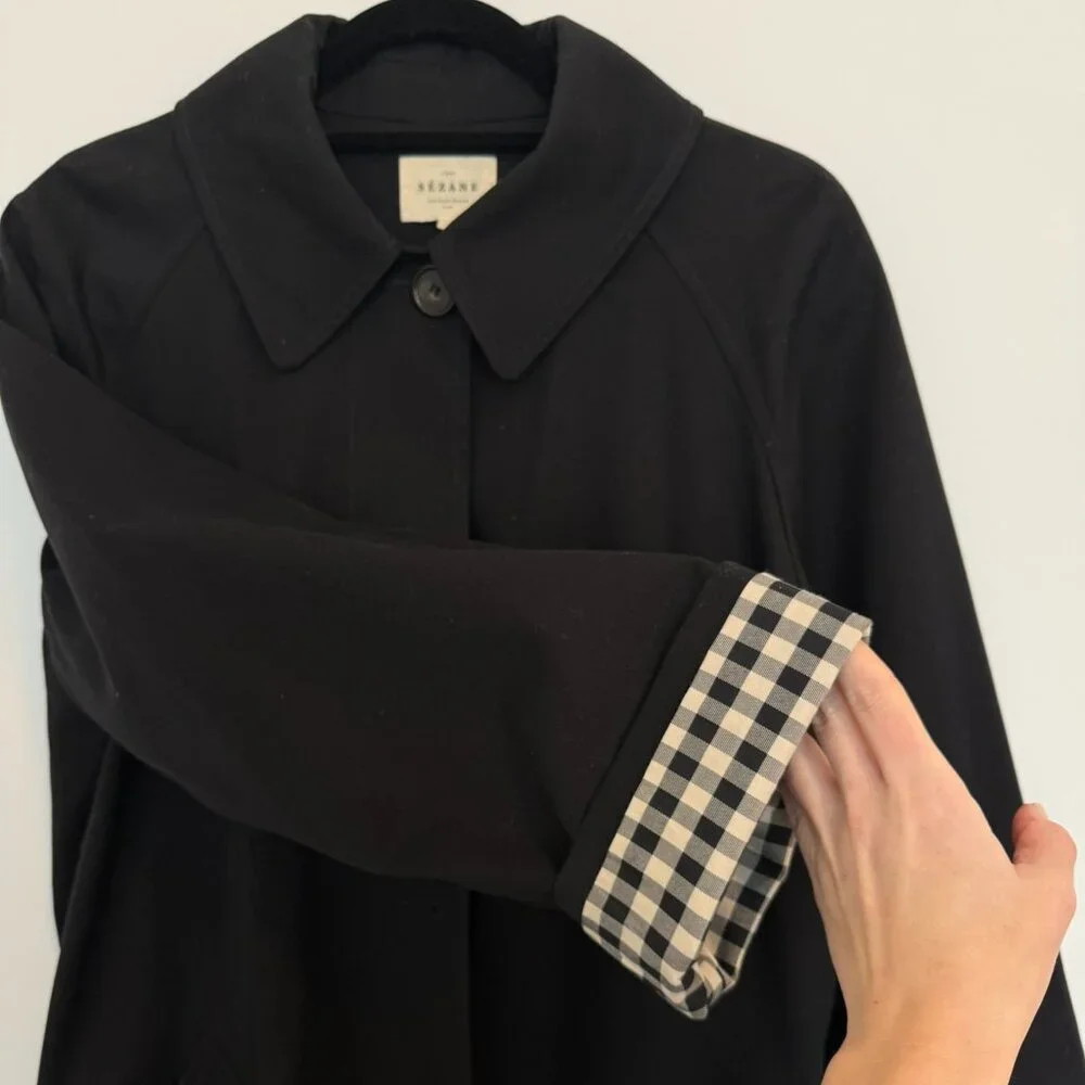 SEZANE - Clyde Coat in Black - Size M/6 (Worn 1x Time) - Picture 5 of 12